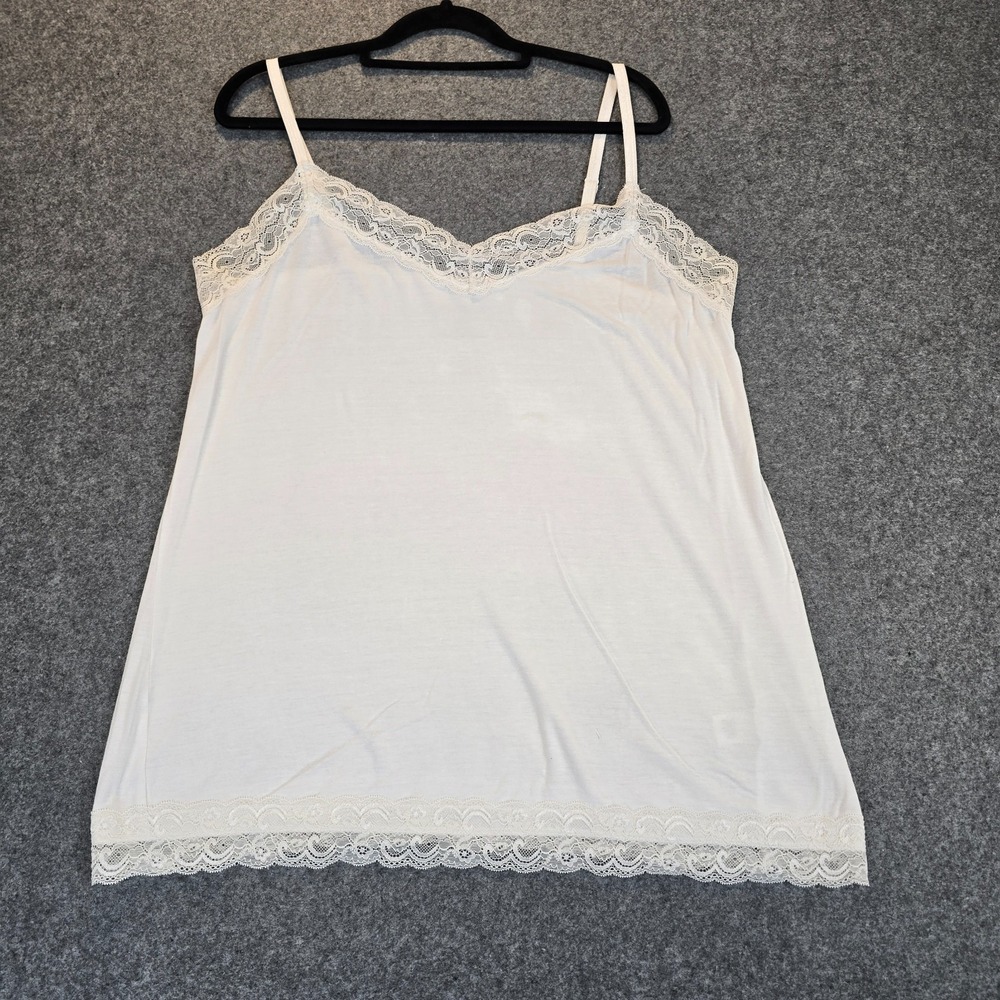 Lane Bryant The Lace Camisole Top Womens 14/16 White Stretch Adjustable Strap